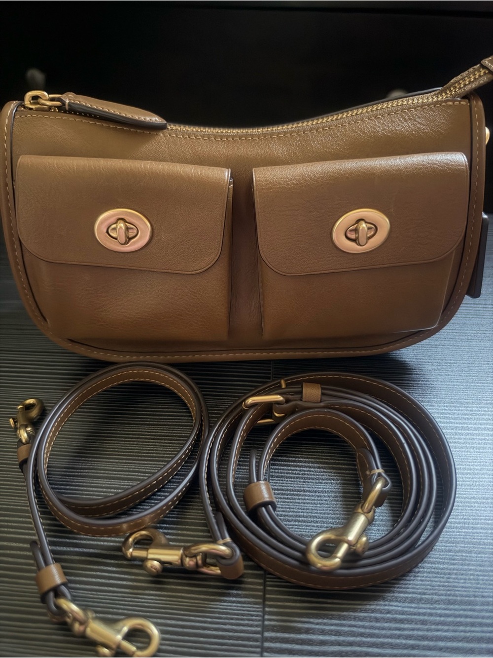 Coach Twin Turnlock Brass/Muted Olive